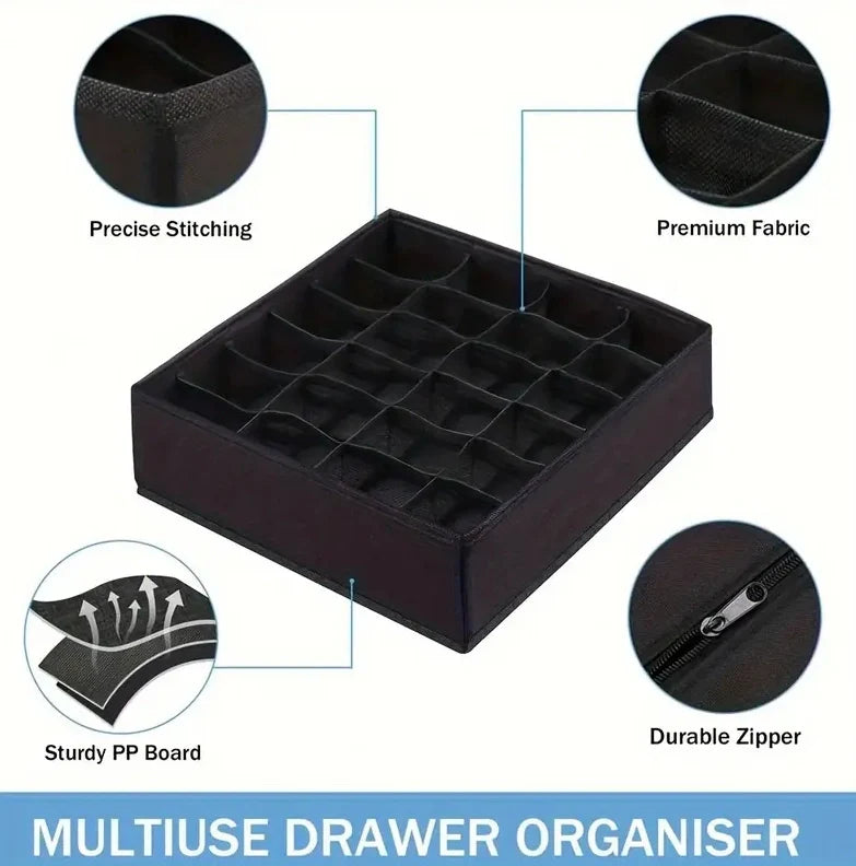 2 Pack Closet Socks Organizer 24-Cell Collapsible Organizer