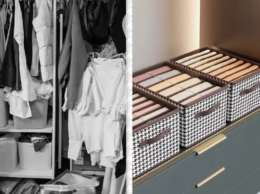 3PCS Multi - Functional Large Capacity Storage Foldable Clothes Pants Organizer Closet Clothing Organizer Box