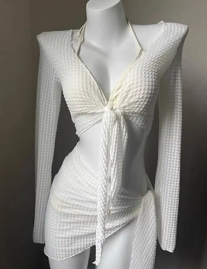 Summer Hot Girls Beach Bikini Tandem 4-Piece Cover Up