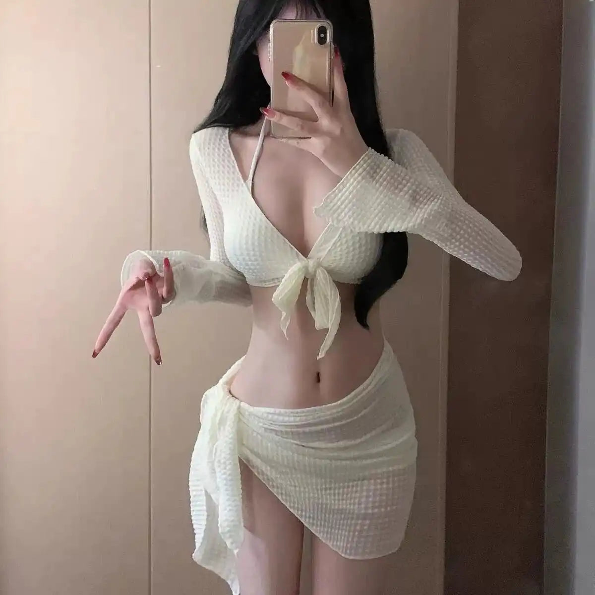 Summer Hot Girls Beach Bikini Tandem 4-Piece Cover Up