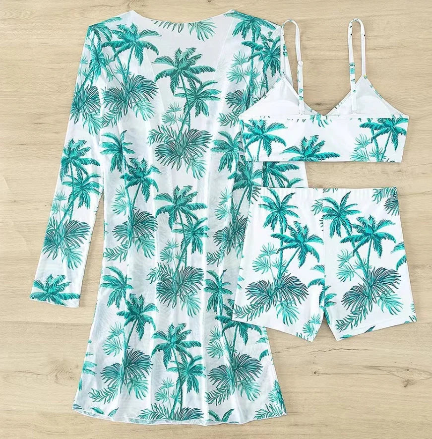 Women's High-Waisted 3-Piece Bikini Set Sunscreen Women Swimsuit