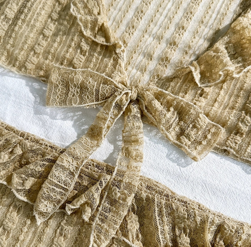 Women's 4-Piece Mesh Long Sleeve Bikini Set with Beach Skirt Holiday Bathing Suit