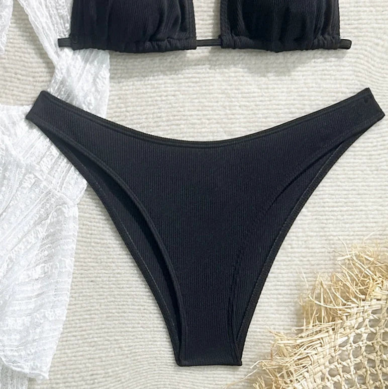 Women's 4-Piece Mesh Long Sleeve Bikini Set with Beach Skirt Holiday Bathing Suit