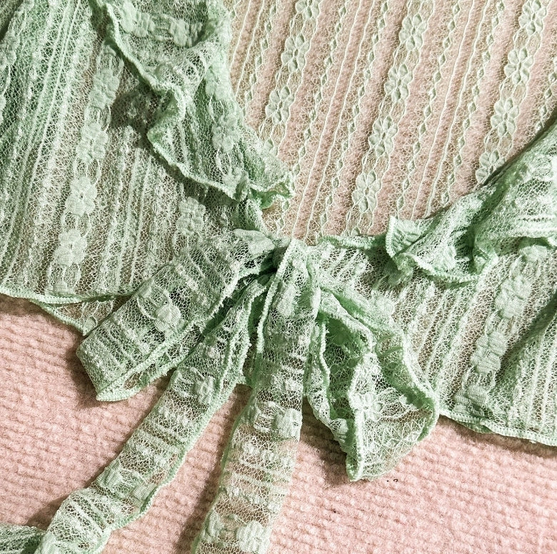 Women's 4-Piece Mesh Long Sleeve Bikini Set with Beach Skirt Holiday Bathing Suit