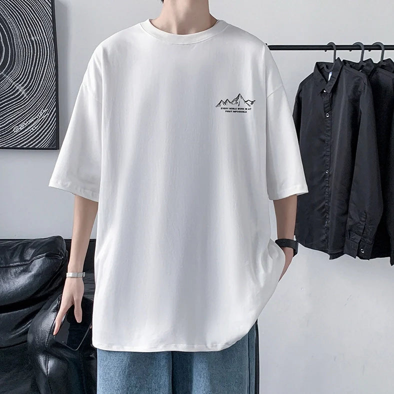 Men's Cotton Half Sleeve T-Shirt Summer Loose Graphic Sports Top