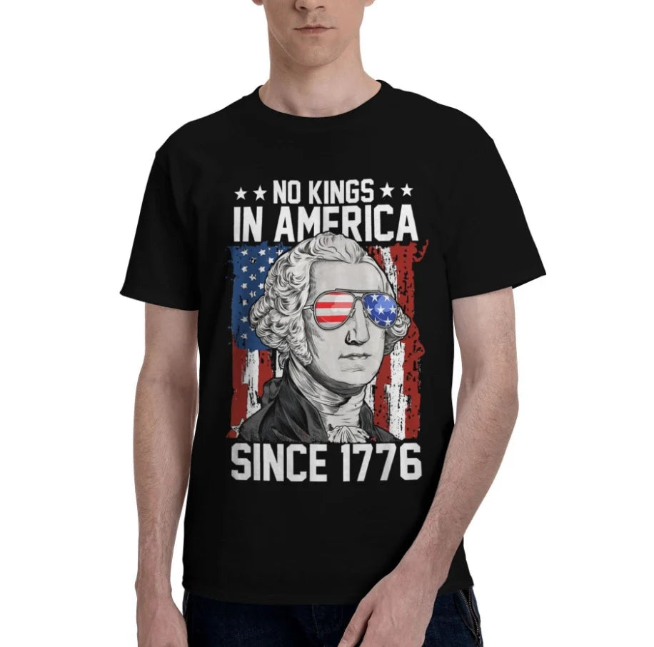 Men's Short Sleeve Crew Neck T-Shirt No Kings IN America Since 1776 T-Shirt