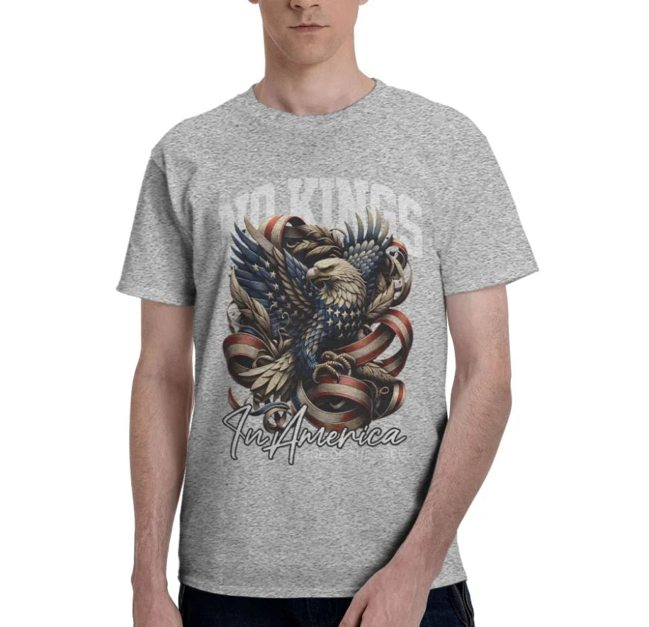 Men's Eagle Print Short Sleeve No Kings In America T-Shirt