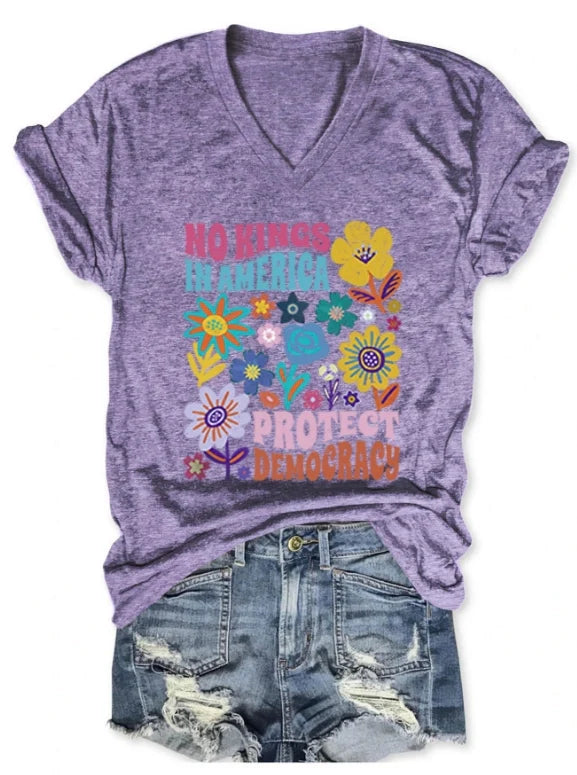 No Kings In America Protect Democracy Floral  for Women
