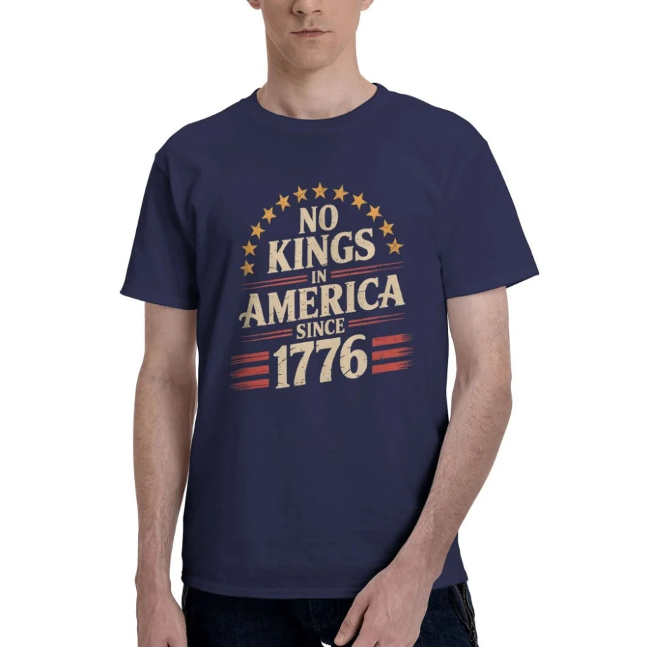Men's Retro Casual T-Shirt No Kings IN America Since 1776 T-Shirt