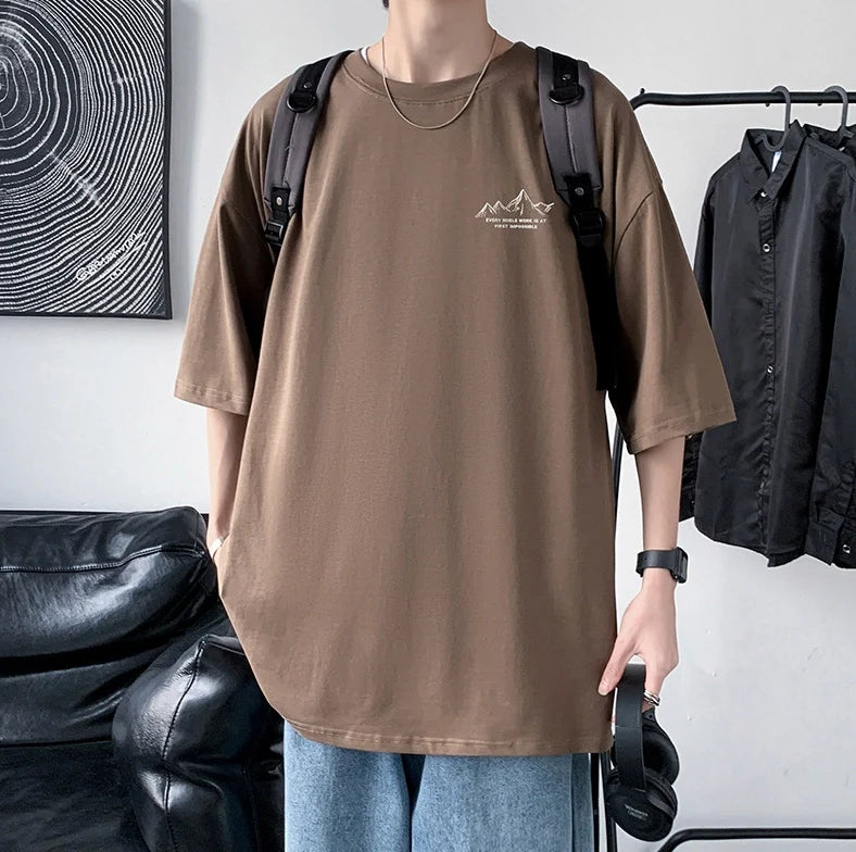 Men's Cotton Half Sleeve T-Shirt Summer Loose Graphic Sports Top