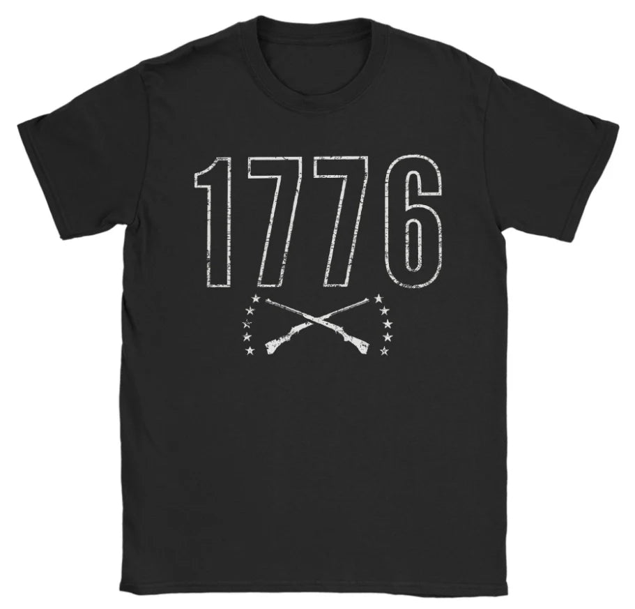 Men's American Flag Short Sleeve No Kings in America Since 1776 T-Shirt