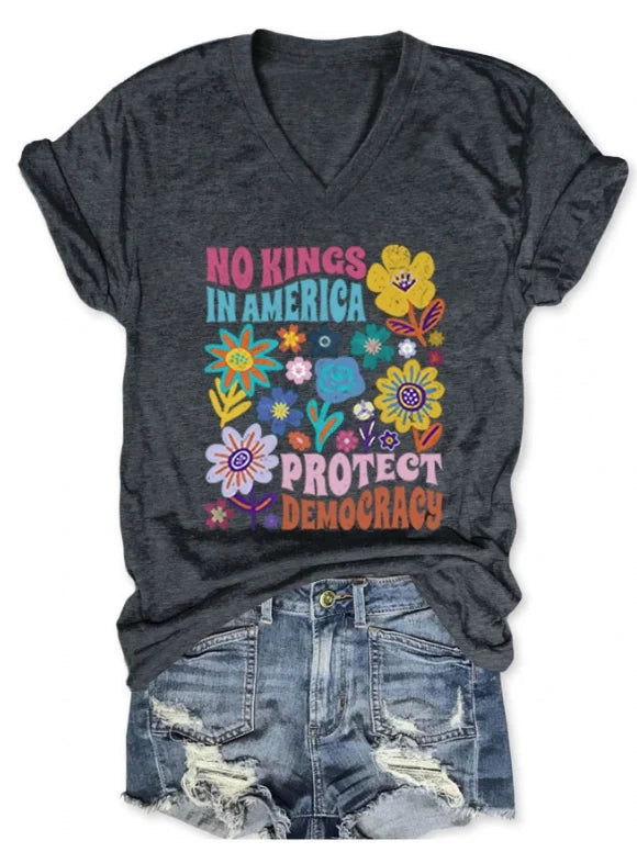 No Kings In America Protect Democracy Floral  for Women