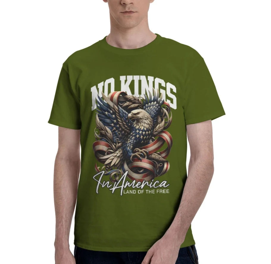Men's Eagle Print Short Sleeve No Kings In America T-Shirt