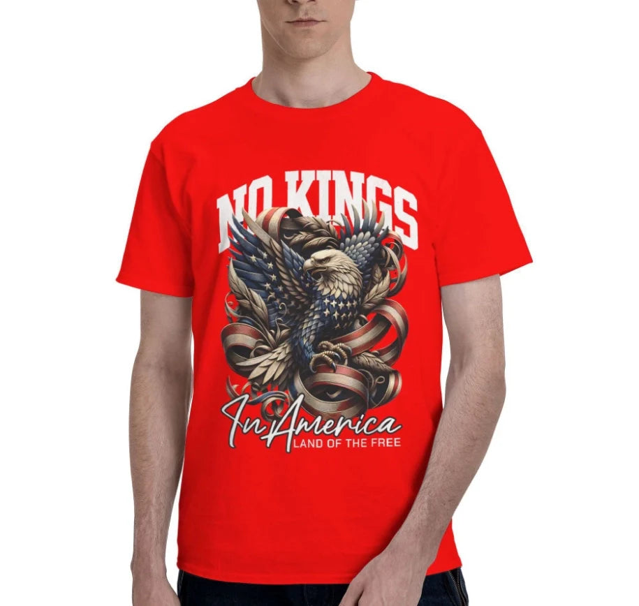 Men's Eagle Print Short Sleeve No Kings In America T-Shirt