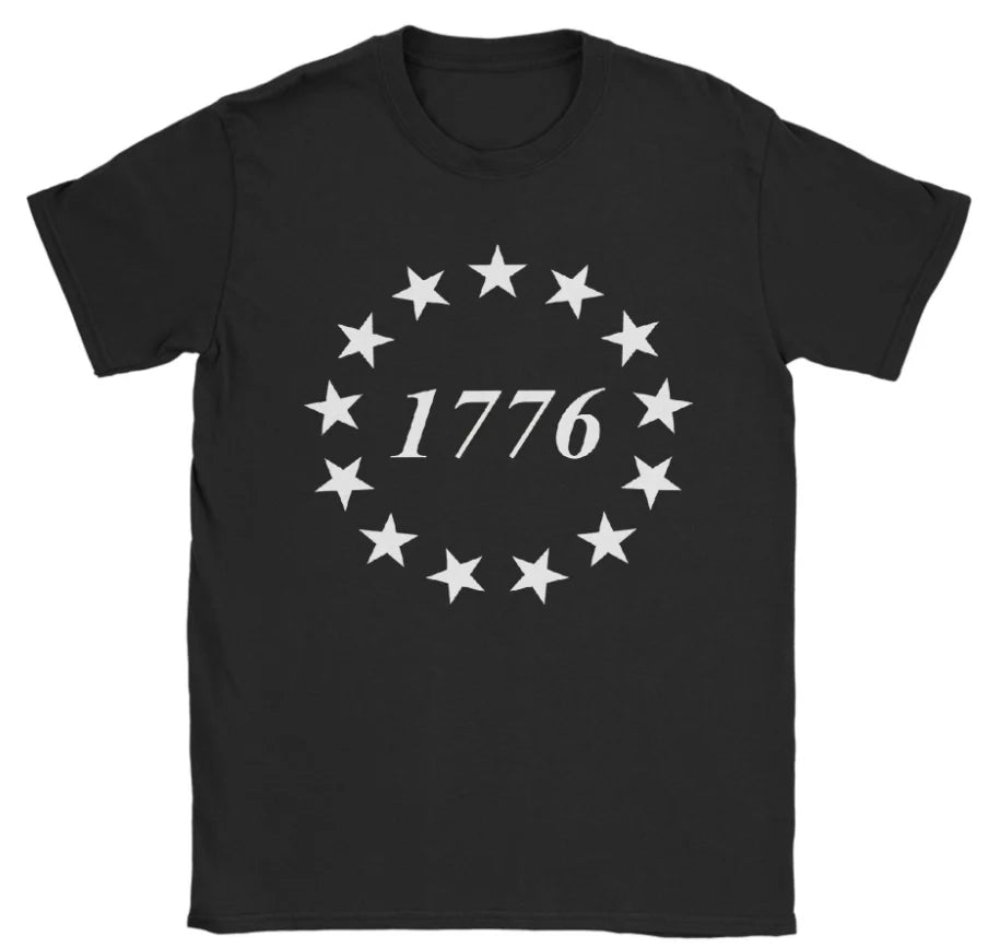 Men's American Flag Short Sleeve No Kings in America Since 1776 T-Shirt