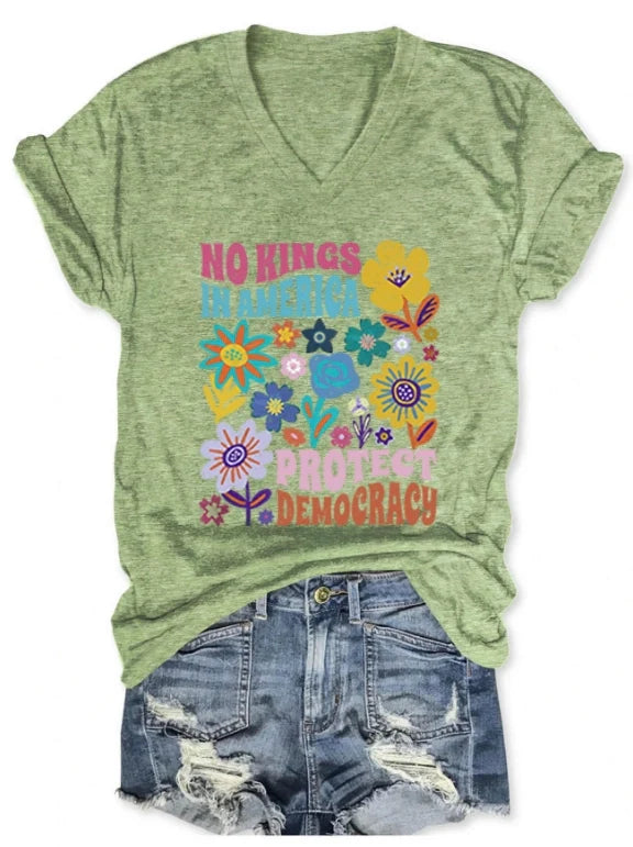 No Kings In America Protect Democracy Floral  for Women