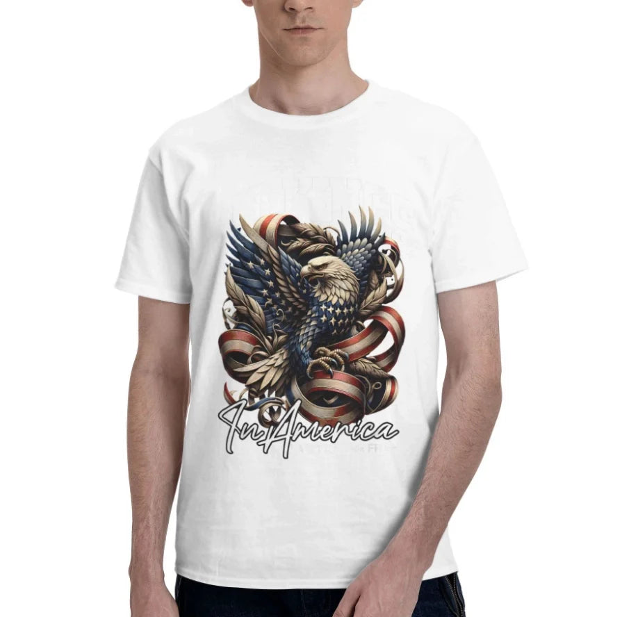 Men's Eagle Print Short Sleeve No Kings In America T-Shirt