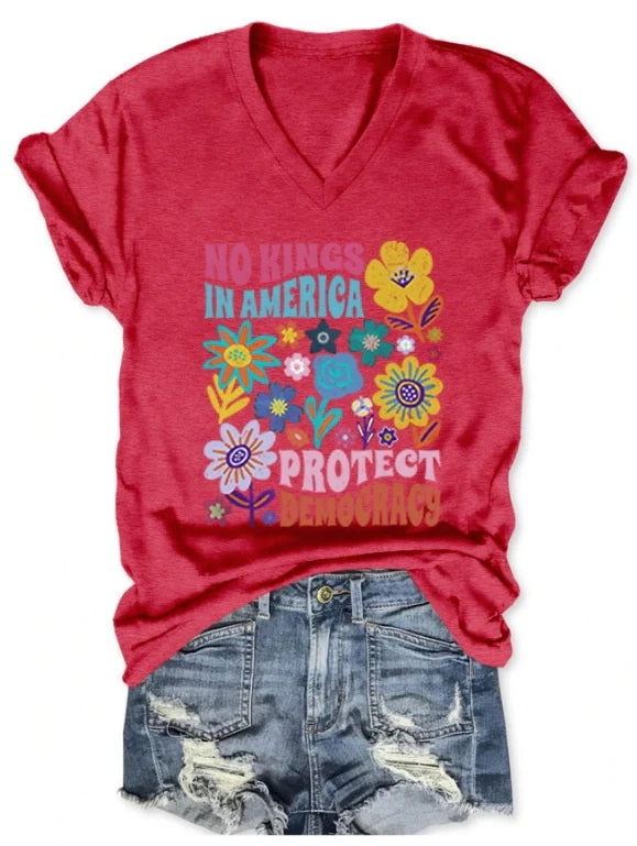 No Kings In America Protect Democracy Floral  for Women