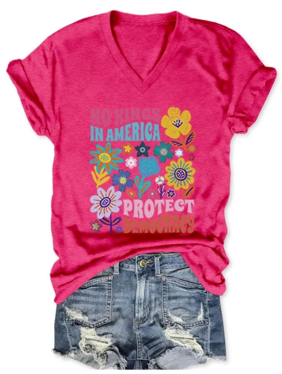 No Kings In America Protect Democracy Floral  for Women