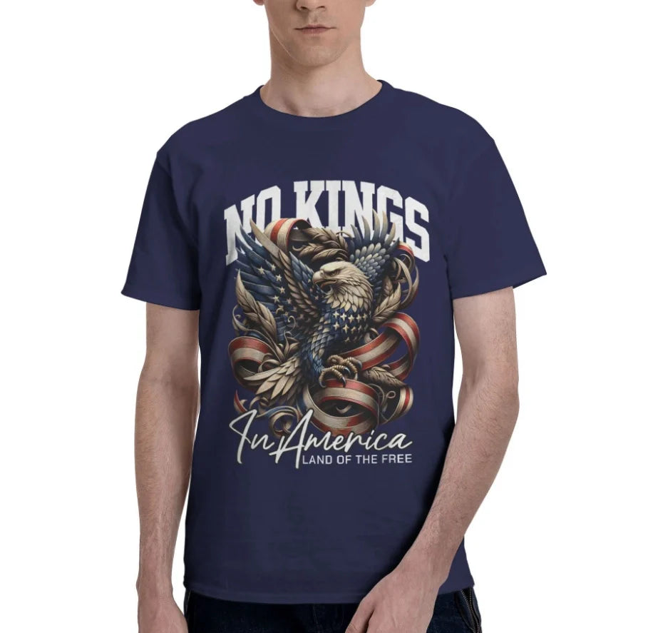 Men's Eagle Print Short Sleeve No Kings In America T-Shirt