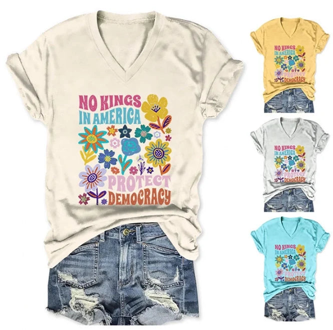 No Kings In America Protect Democracy Floral  for Women