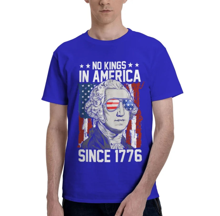 Men's Short Sleeve Crew Neck T-Shirt No Kings IN America Since 1776 T-Shirt