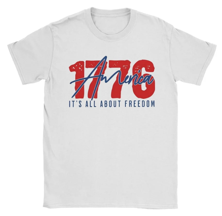 Men's American Flag Short Sleeve No Kings in America Since 1776 T-Shirt