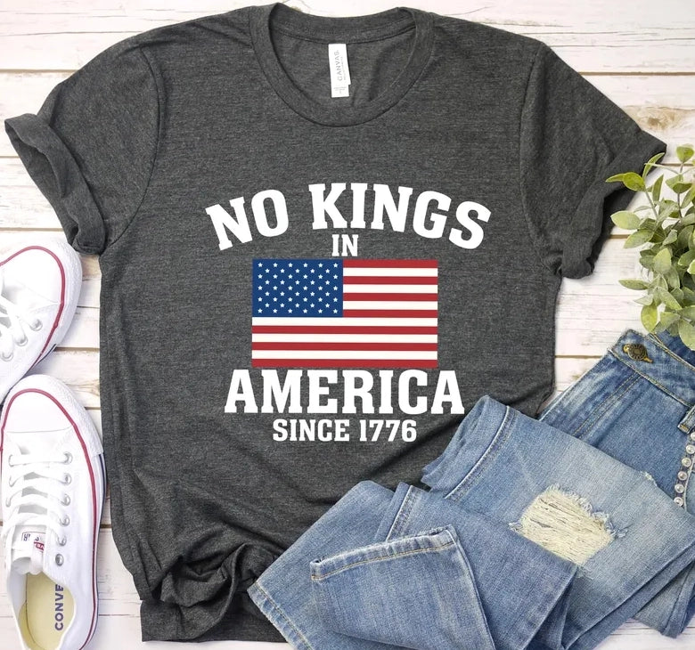 No Kings in America T-Shirt, Protest Shirt, ,Patriotic Freedom Tee