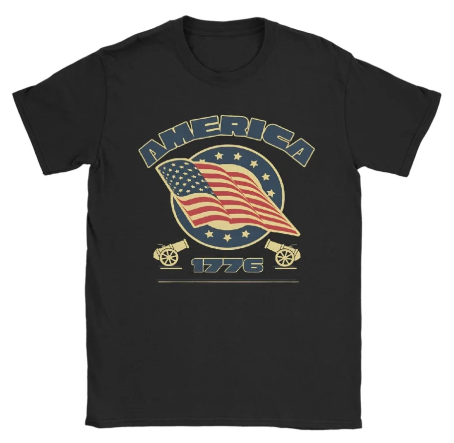 Men's American Flag Short Sleeve No Kings in America Since 1776 T-Shirt