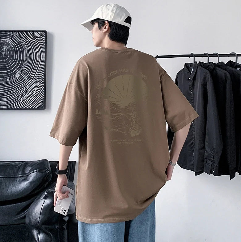 Men's Cotton Half Sleeve T-Shirt Summer Loose Graphic Sports Top