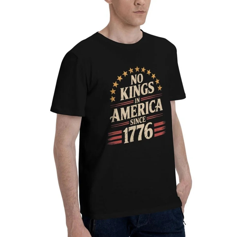 Men's Retro Casual T-Shirt No Kings IN America Since 1776 T-Shirt