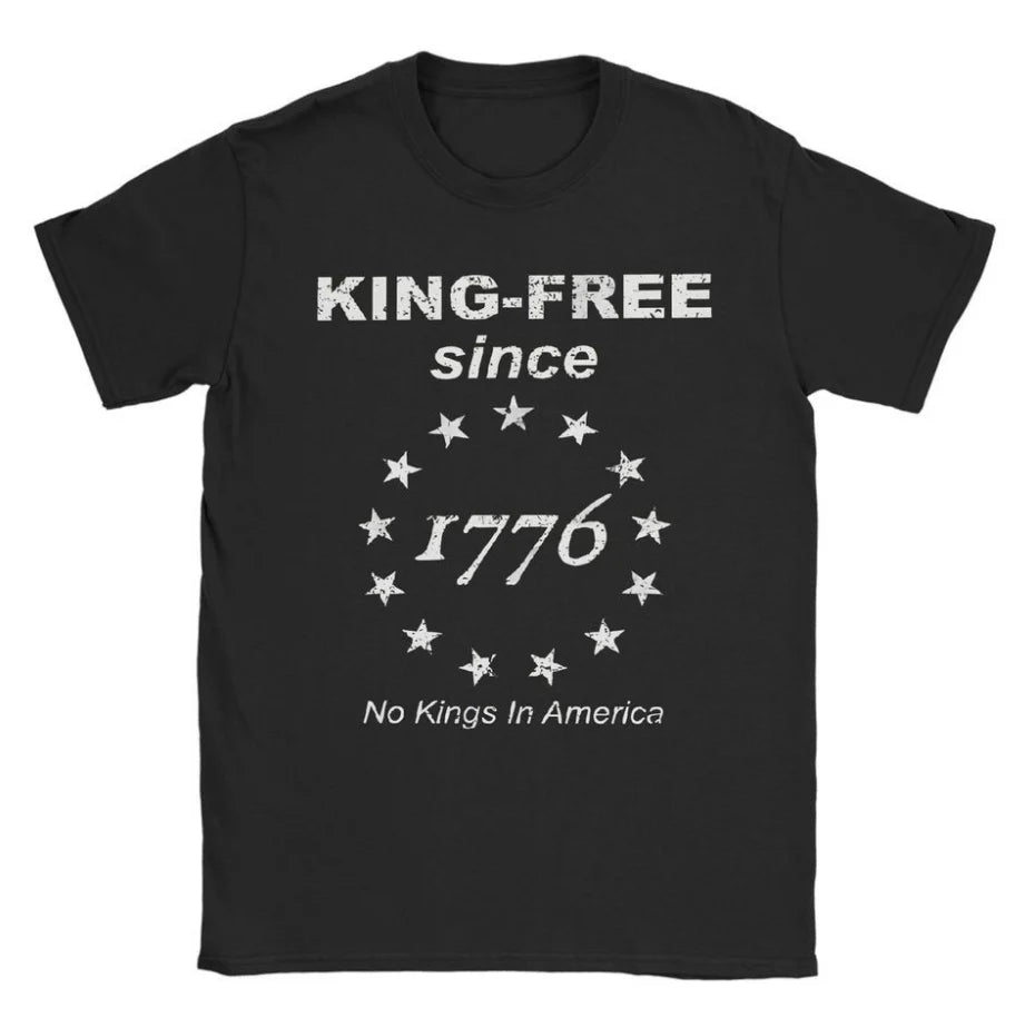 Men's American Flag Short Sleeve No Kings in America Since 1776 T-Shirt