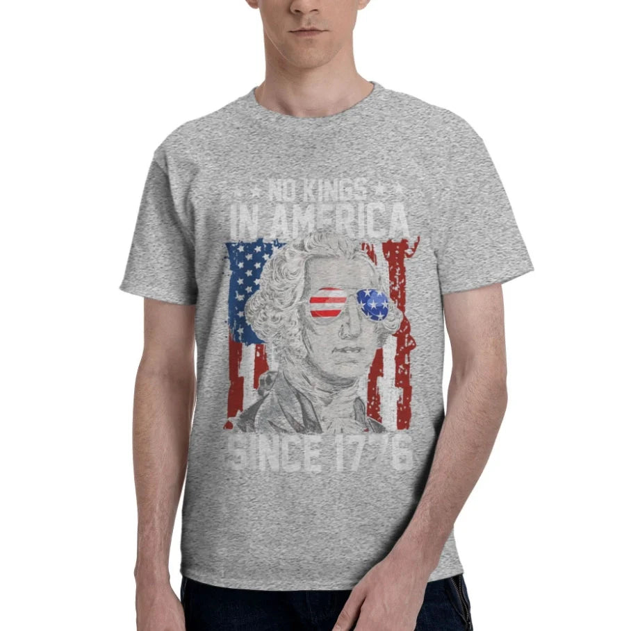 Men's Short Sleeve Crew Neck T-Shirt No Kings IN America Since 1776 T-Shirt