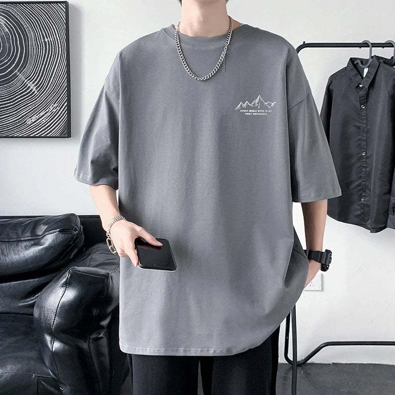 Men's Cotton Half Sleeve T-Shirt Summer Loose Graphic Sports Top