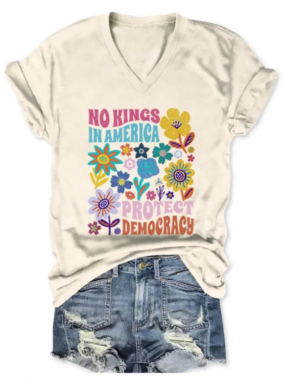No Kings In America Protect Democracy Floral  for Women