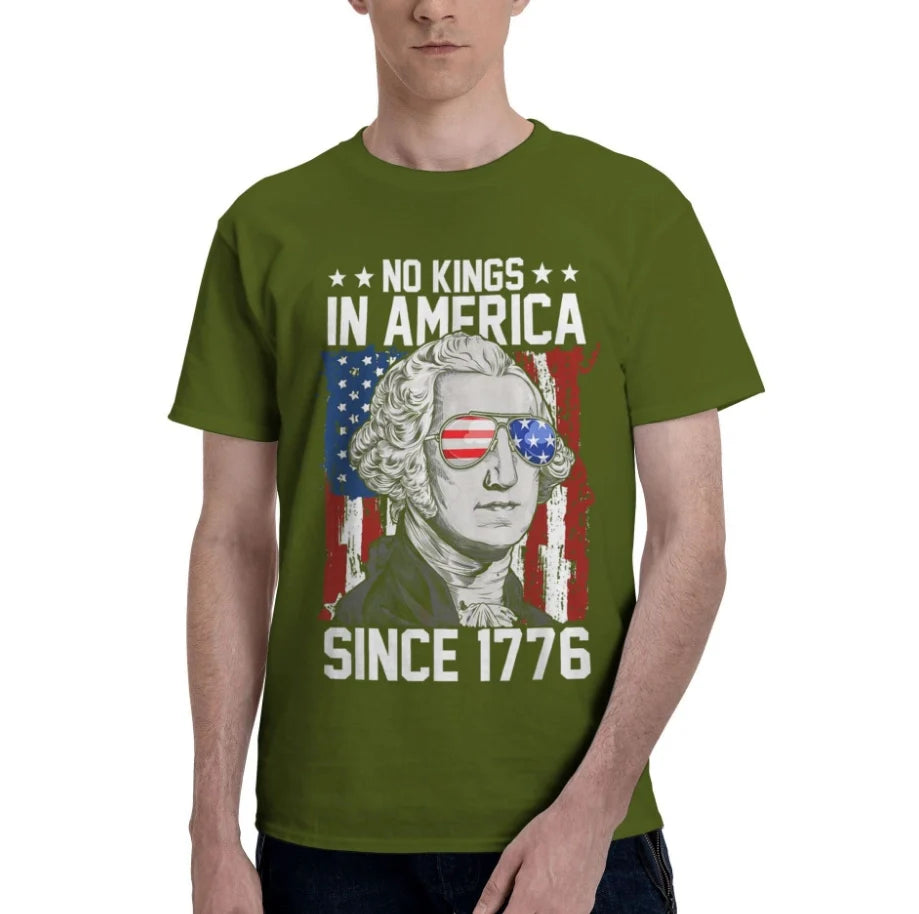 Men's Short Sleeve Crew Neck T-Shirt No Kings IN America Since 1776 T-Shirt