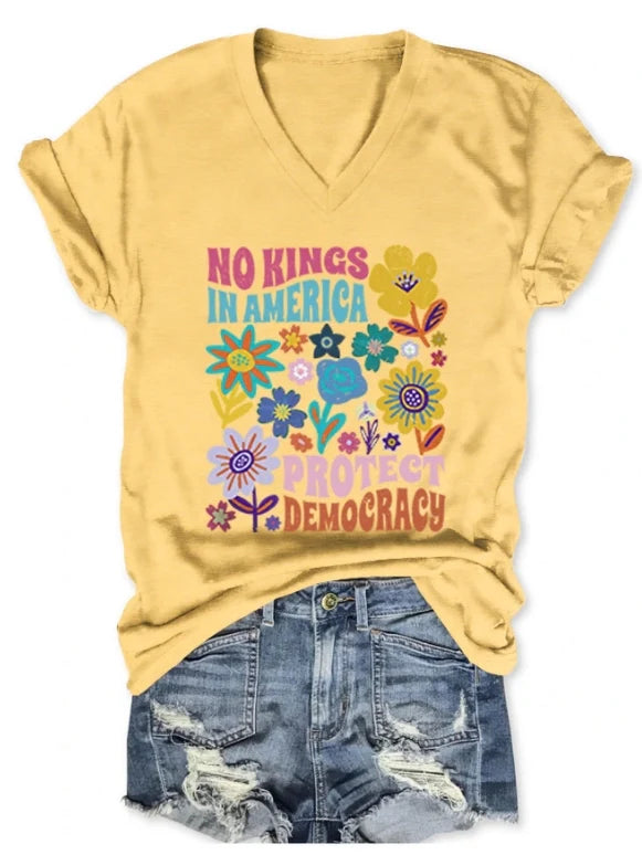 No Kings In America Protect Democracy Floral  for Women