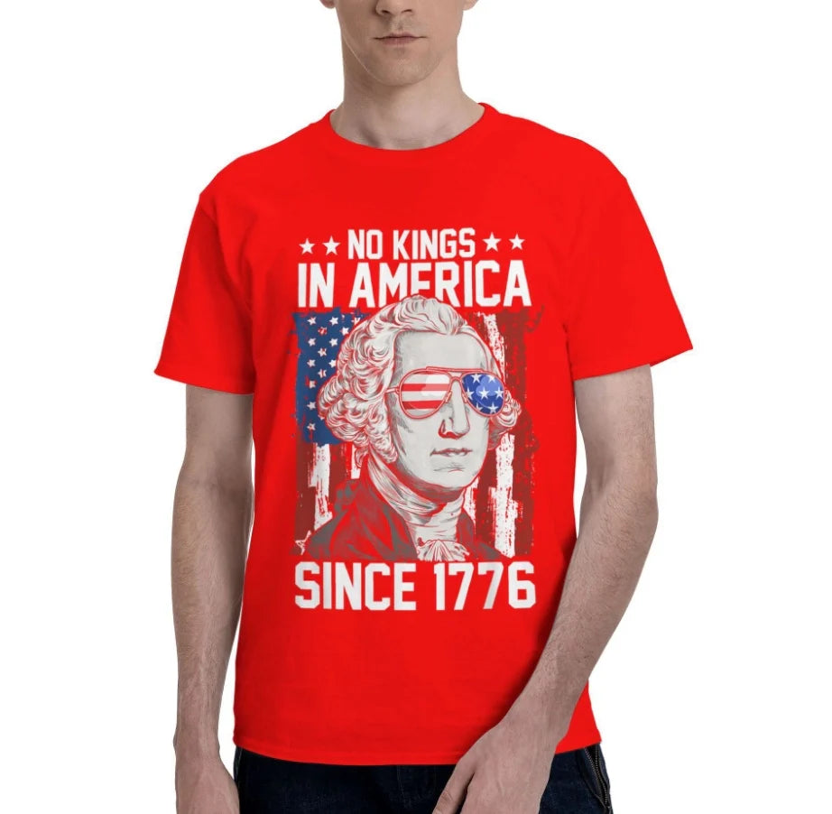 Men's Short Sleeve Crew Neck T-Shirt No Kings IN America Since 1776 T-Shirt