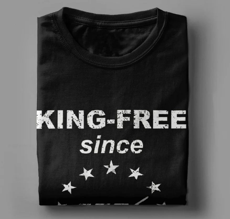 Men's American Flag Short Sleeve No Kings in America Since 1776 T-Shirt
