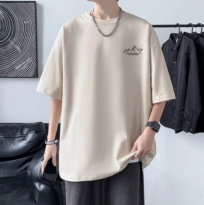 Men's Cotton Half Sleeve T-Shirt Summer Loose Graphic Sports Top