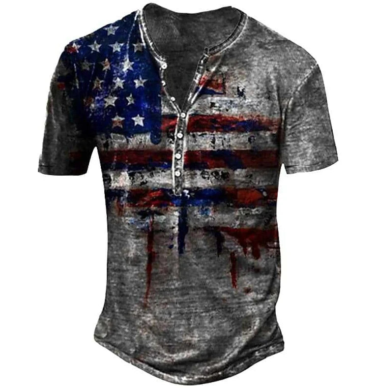 Men's Vintage T-Shirt Classic V-Neck Summer Short Sleeve Basic Slim Fit Short Sleeve Shirt