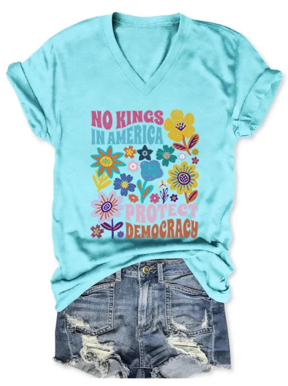 No Kings In America Protect Democracy Floral  for Women