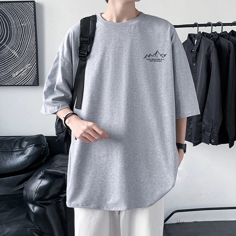 Men's Cotton Half Sleeve T-Shirt Summer Loose Graphic Sports Top