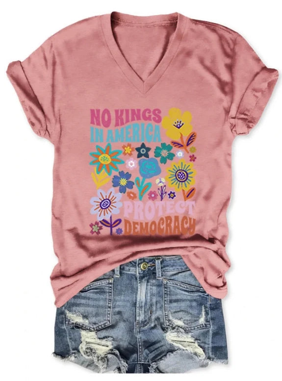 No Kings In America Protect Democracy Floral  for Women