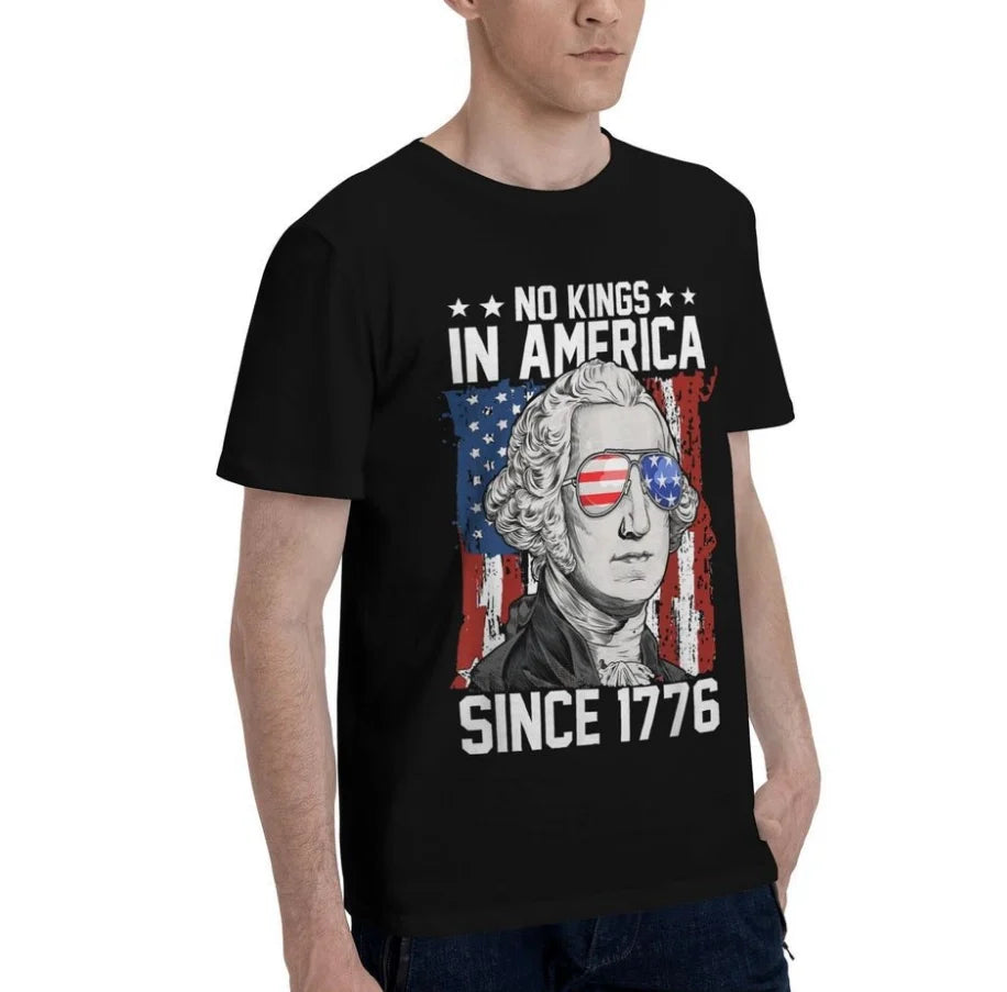 Men's Short Sleeve Crew Neck T-Shirt No Kings IN America Since 1776 T-Shirt