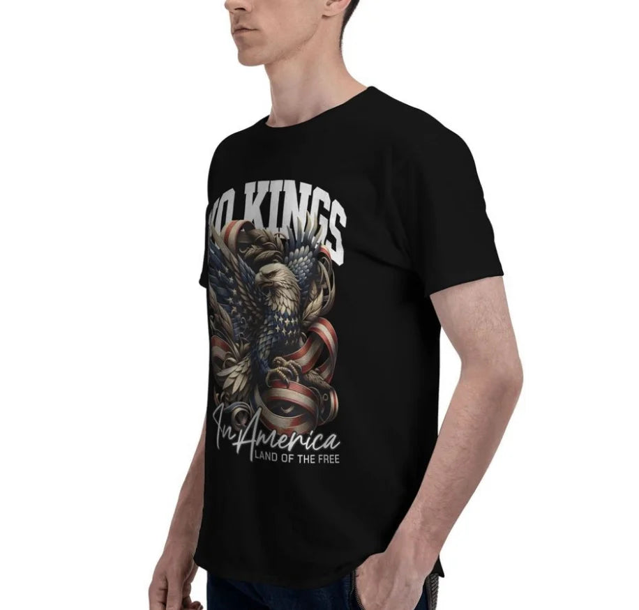 Men's Eagle Print Short Sleeve No Kings In America T-Shirt