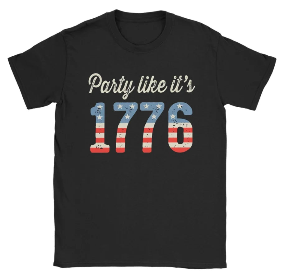 Men's American Flag Short Sleeve No Kings in America Since 1776 T-Shirt