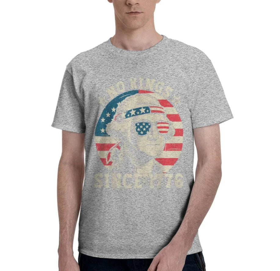 Summer Men's Short Sleeve T-Shirt No Kings IN America Since 1776 T-Shirt