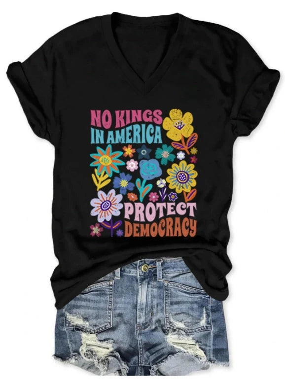 No Kings In America Protect Democracy Floral  for Women
