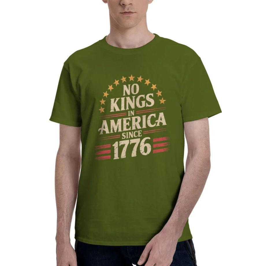 Men's Retro Casual T-Shirt No Kings IN America Since 1776 T-Shirt